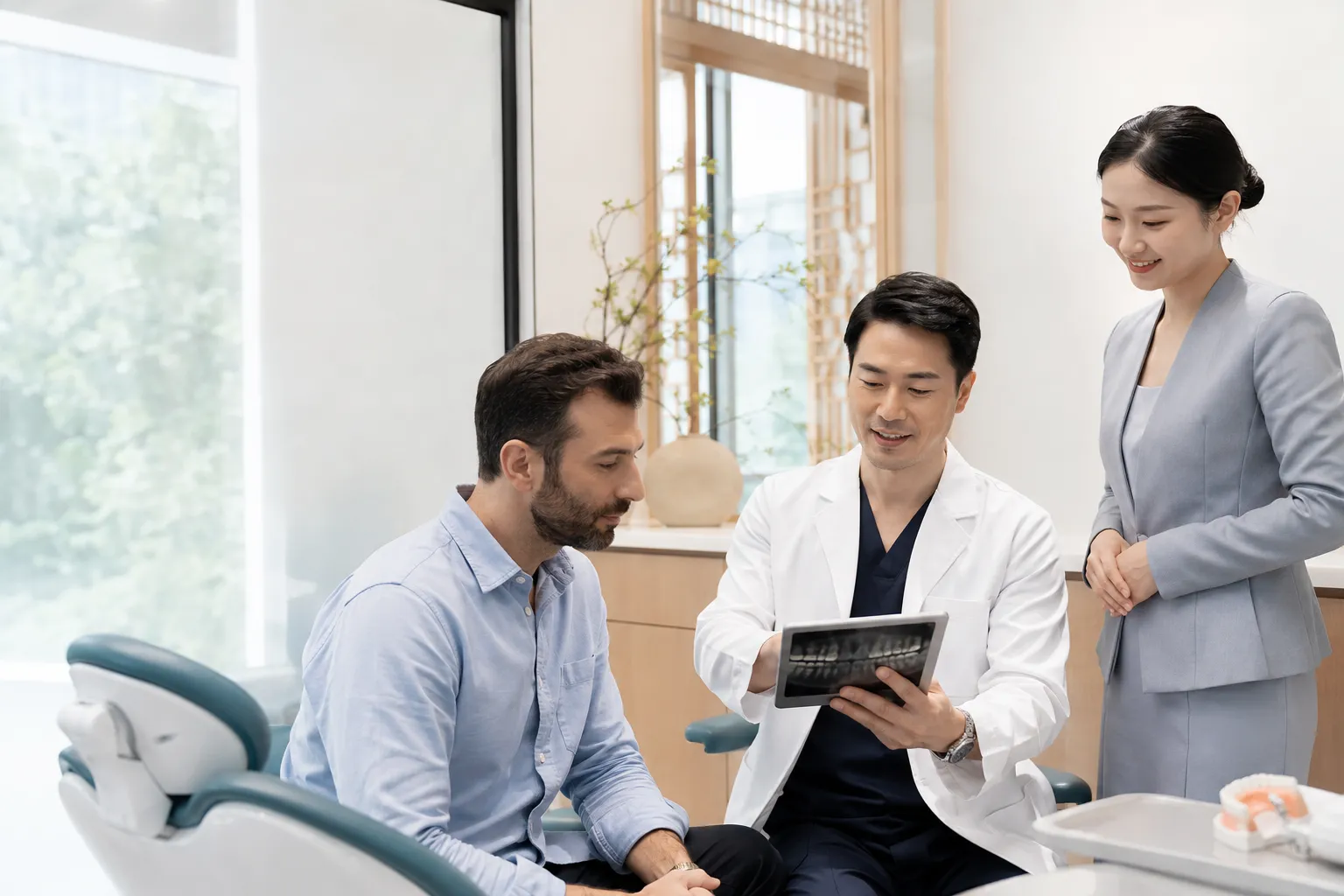 International patient discussing dental care in China